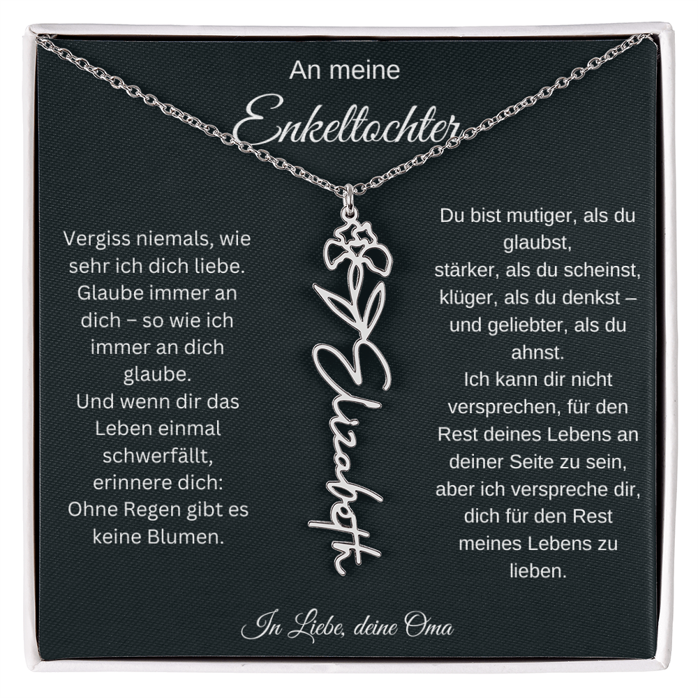 An meine Enkeltochter Geburtsblume Namenskette personalisierte Gravur Schmuck Geschenk