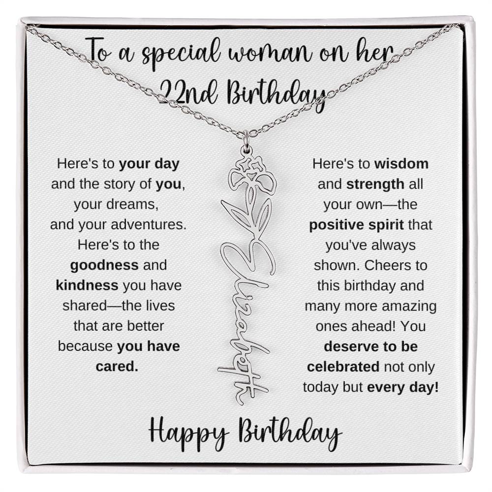 22nd Birthday - Flower Name Necklace
