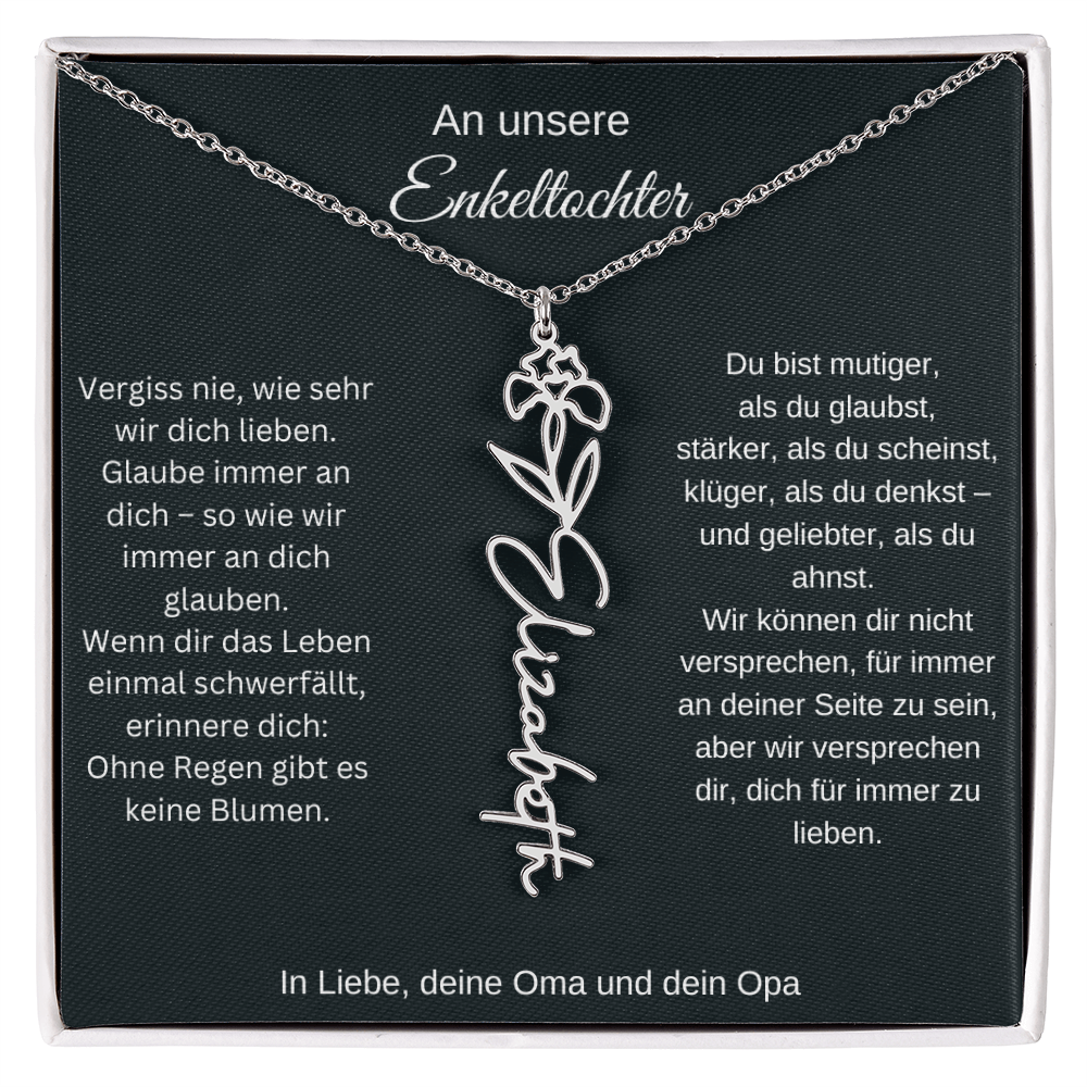 Geburtsblume Namenskette Enkeltochter Silber Gold personalisierte Gravur Kette Geschenk