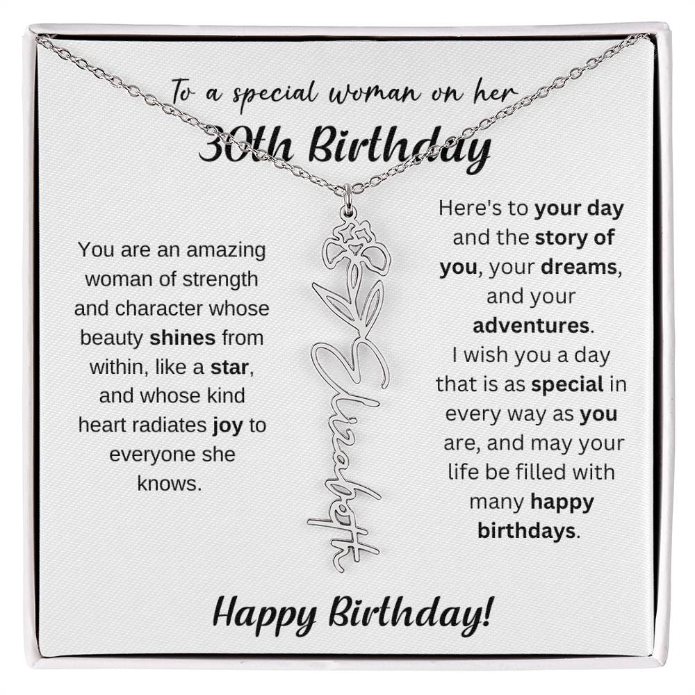 30th Birthday Gift Birthflower Necklace