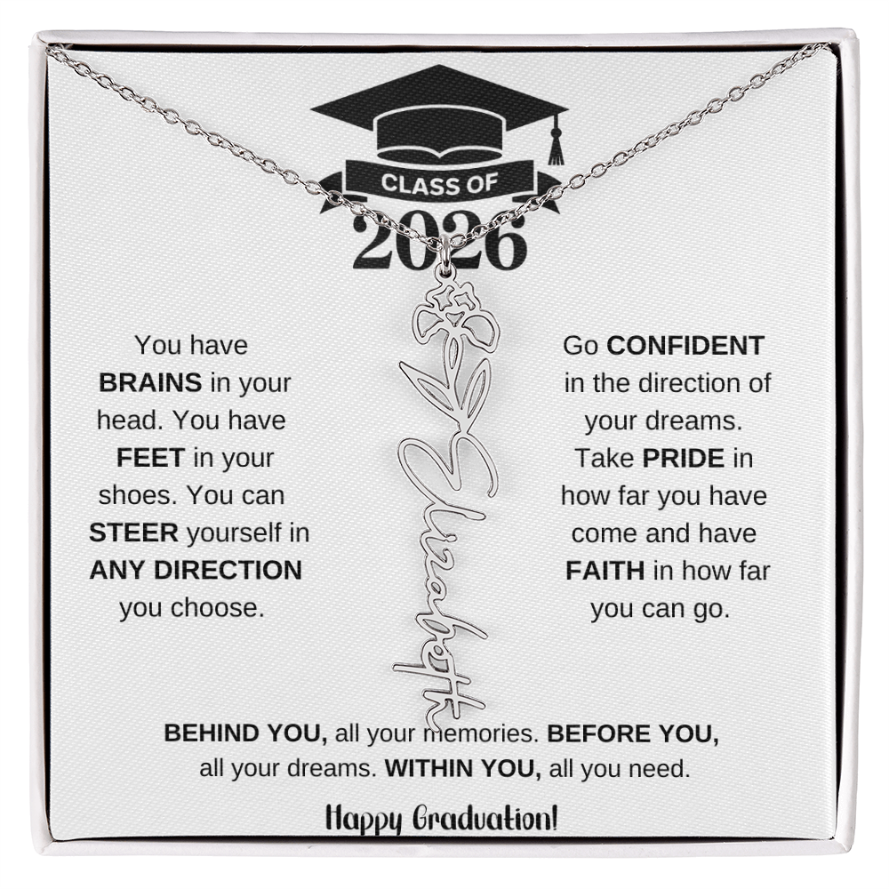 Personalized 2026 Graduation Gift Birth Month Flower Necklace