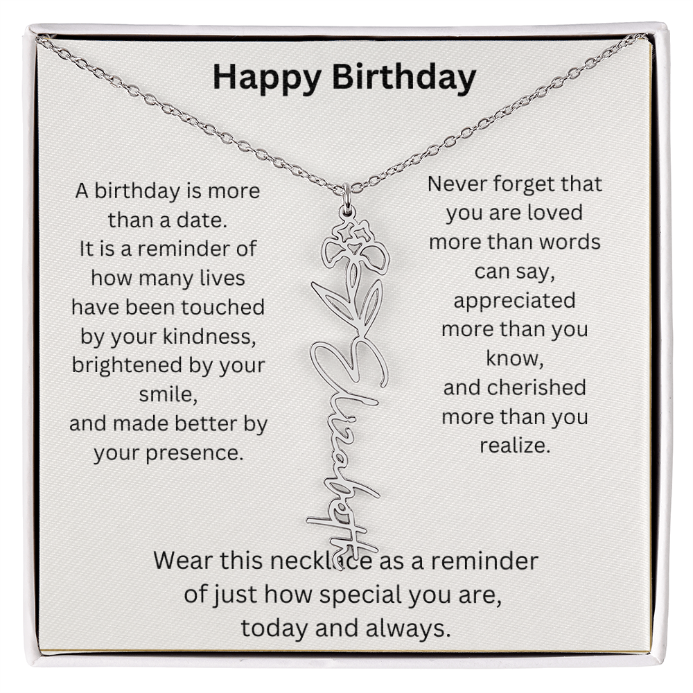 Meaningful Birthday Gift Birth Flower Name Necklace