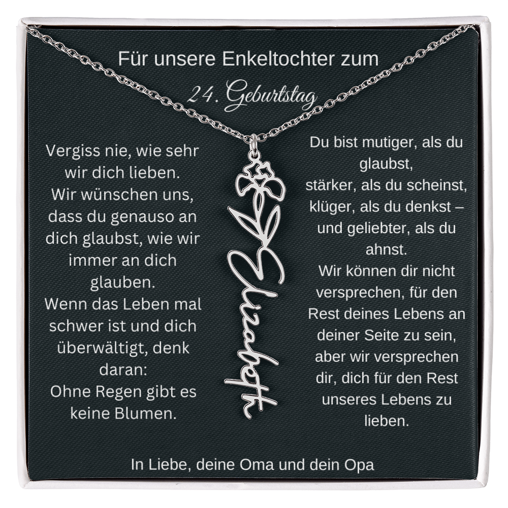 24. Geburtstag Blumen Namenskette