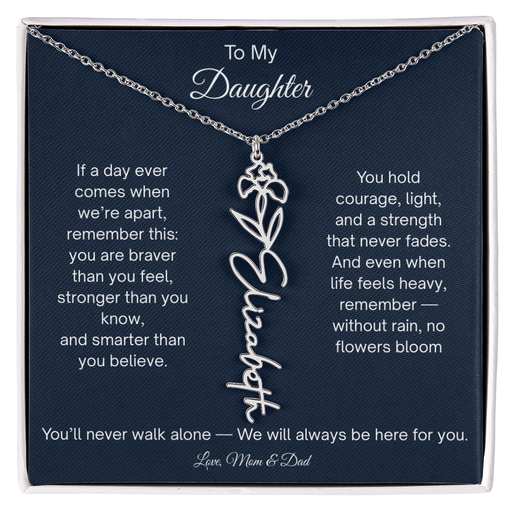 Personalized Daughter Gift - Birth Flower Name Necklace