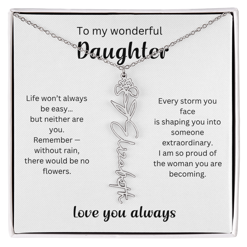 Emotional Gift for Daughter - Birth Flower Name Necklace 2