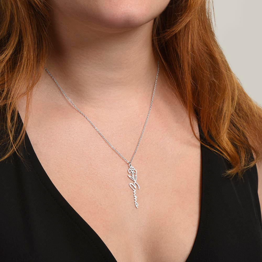To My Wonderful Granddaughter - Happy 14th Birthday - Flower Name Necklace