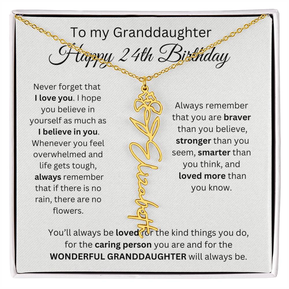 To My Granddaughter | Happy 24th Birthday | Flower Name Necklace