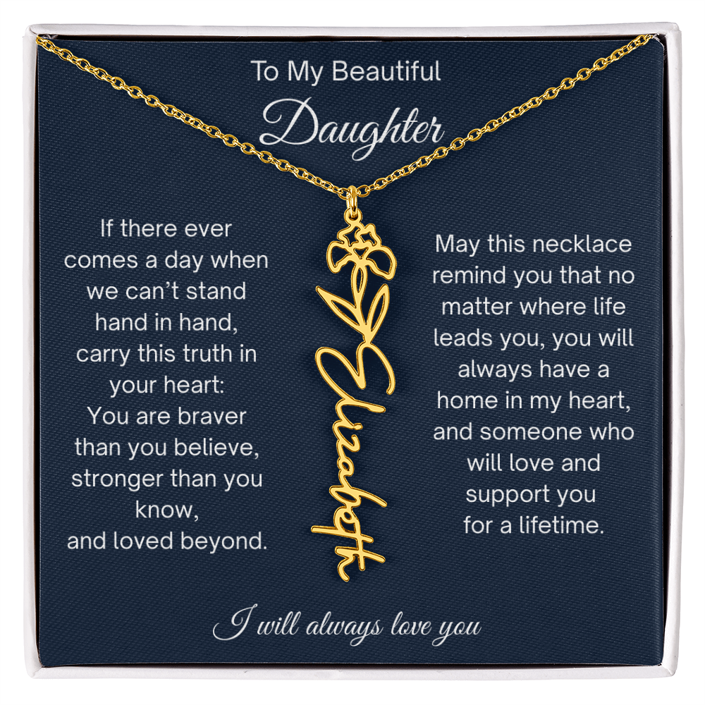Daughter Gift Personalized Birth Flower Name Necklace
