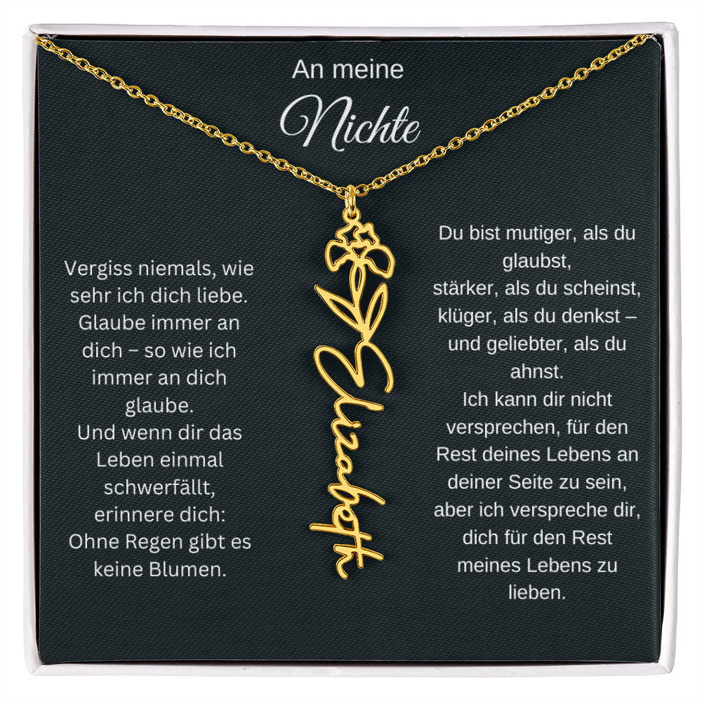 An meine Nichte Geburtsblume Namenskette mit Gravur Geschenk Geburtstag Weihnachten