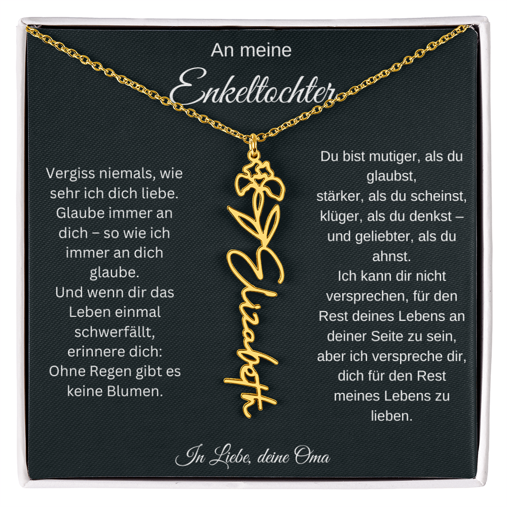 An meine Enkeltochter Geburtsblume Namenskette personalisierte Gravur Schmuck Geschenk