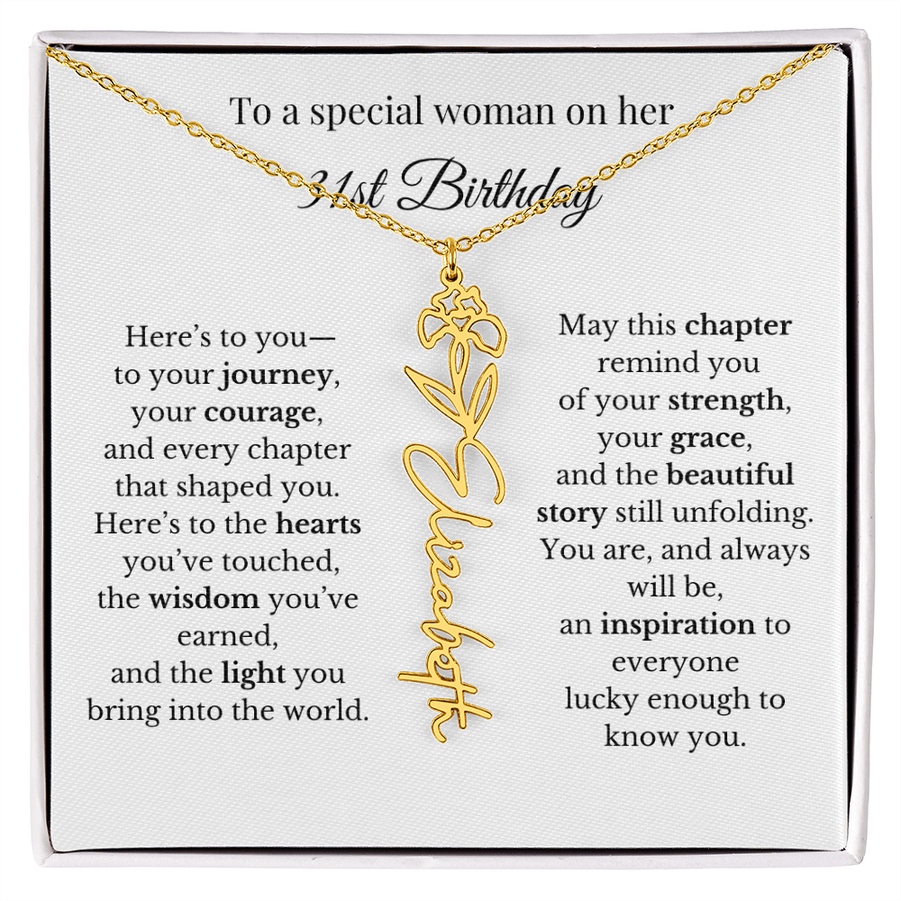 31st Birthday Gift for Her Birth Flower Name Necklace