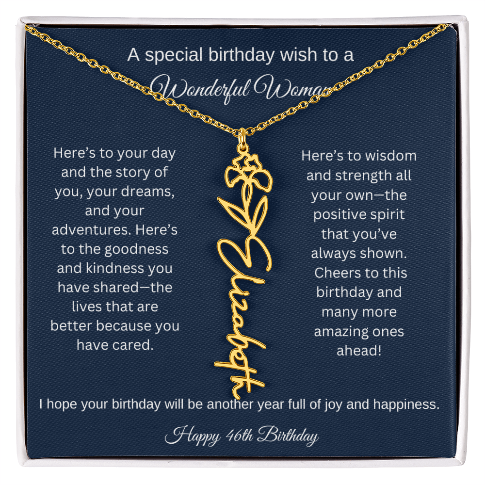 46th Birthday Gift Idea - Flower Name Necklace