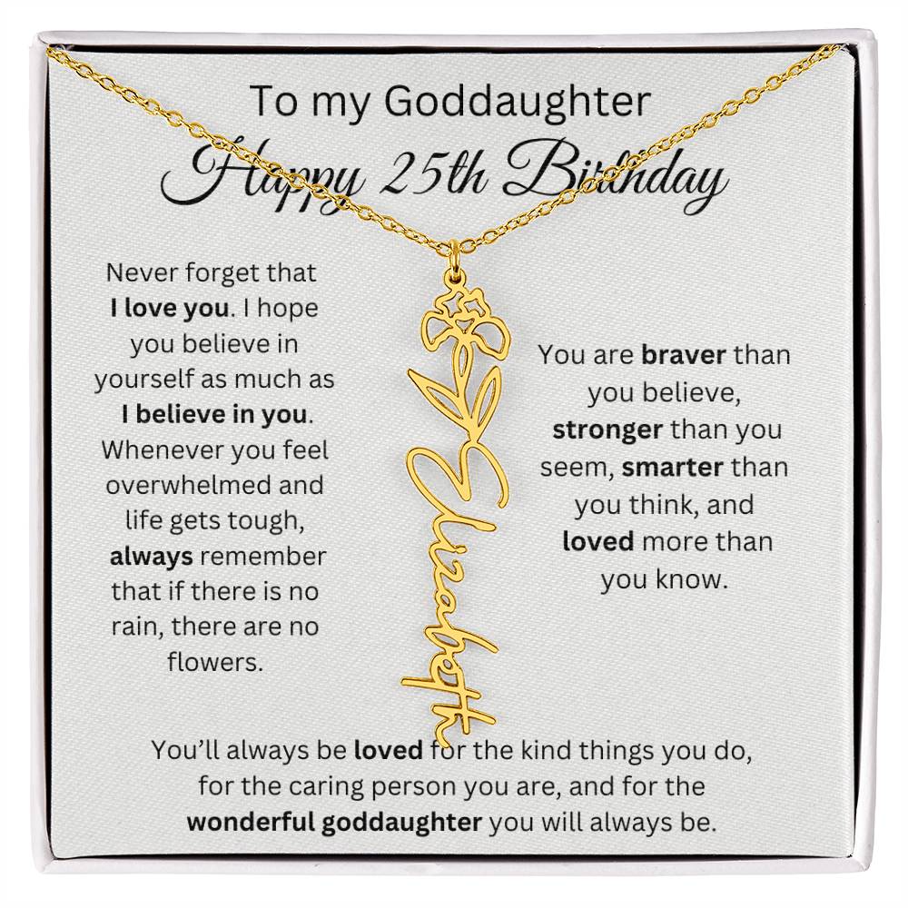 To My Goddaughter Happy 25th Birthday - Flower Name Necklace