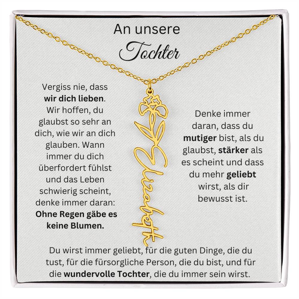 An Unsere Tochter - Vergiss Nie Geburtsblumen Kette Personalisierbar Mit Namen