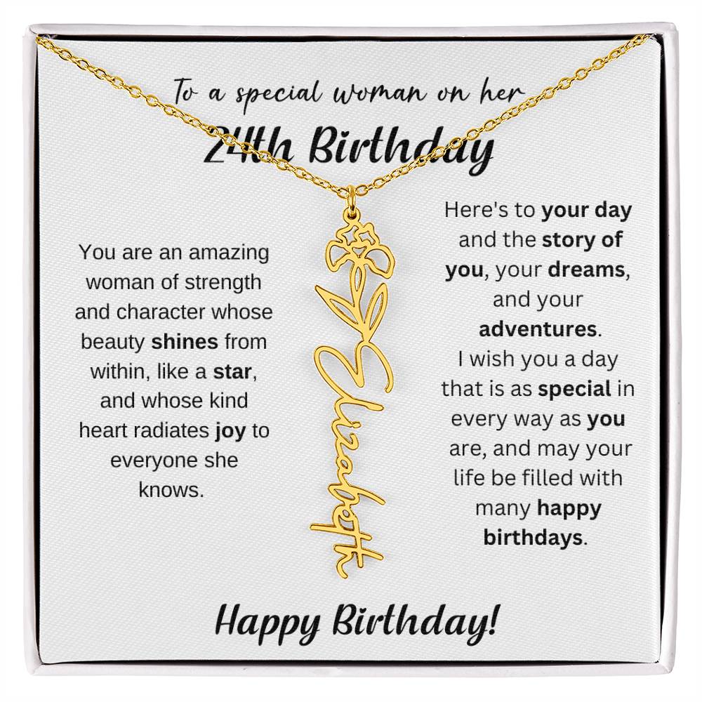 24th Birthday Gift Birthflower Necklace