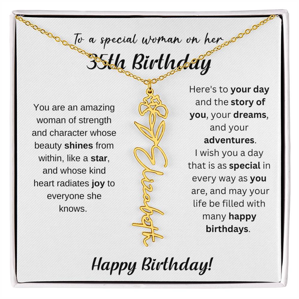 35th Birthday Gift Birthflower Necklace