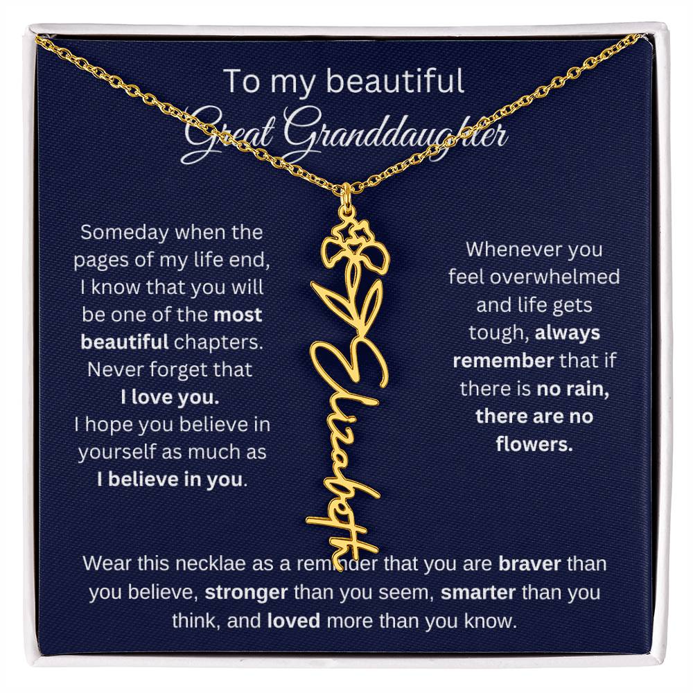 To My Beautiful Great Goddaughter Flower Necklace 2