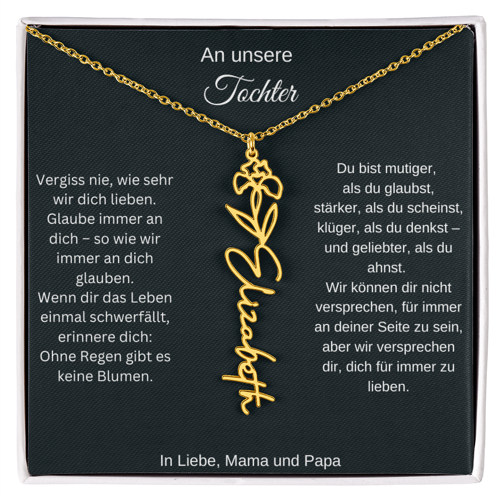 Geburtsblume Namenskette Tochter personalisierte Gravur Kette Geschenk