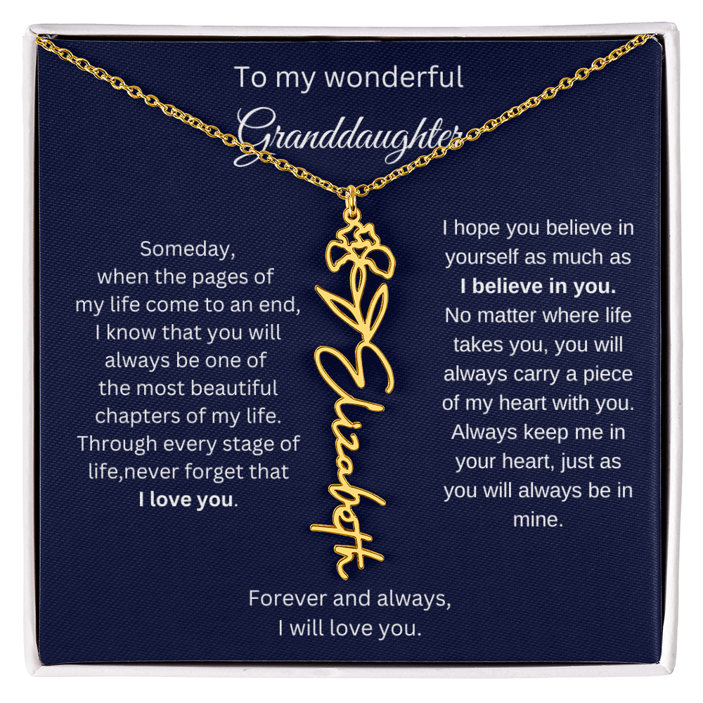 Meaningful Jewelry for Granddaughter - Birth Flower Name Necklace