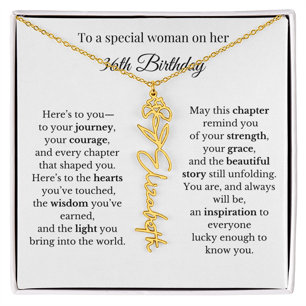 36th Birthday Gift for Her Birth Flower Name Necklace