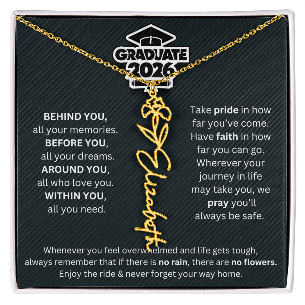 2026 Graduation Gift | Birth Flower Name Necklace 1