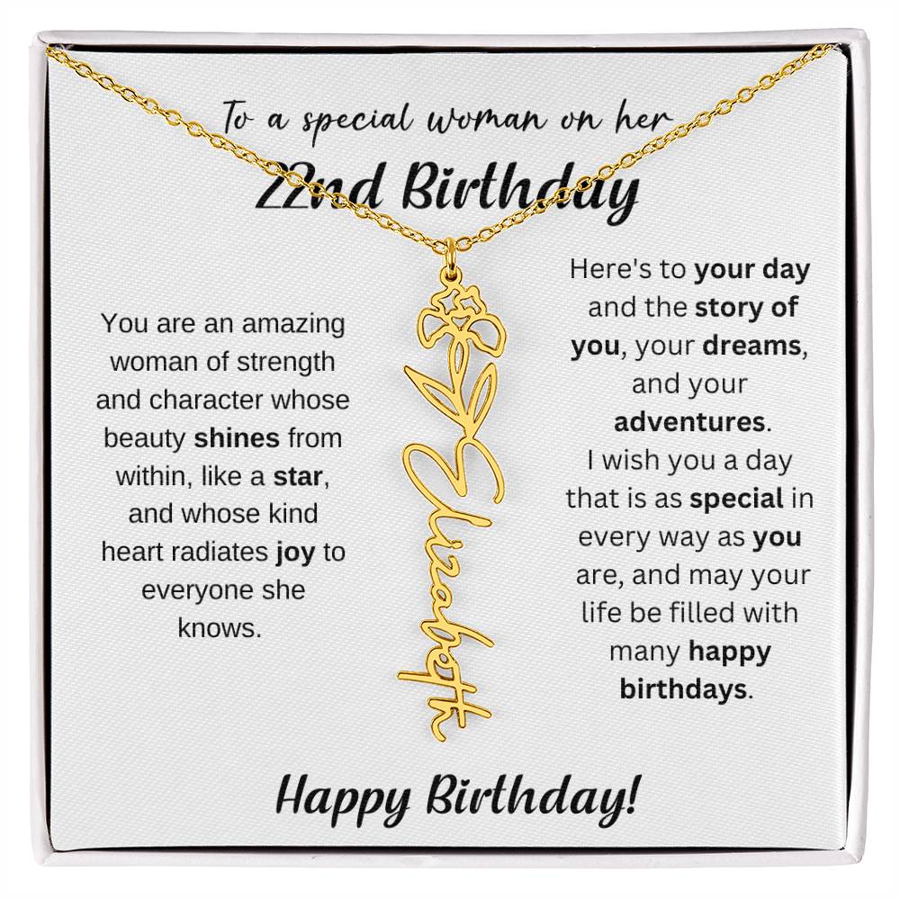 22nd Birthday Gift Birthflower Necklace