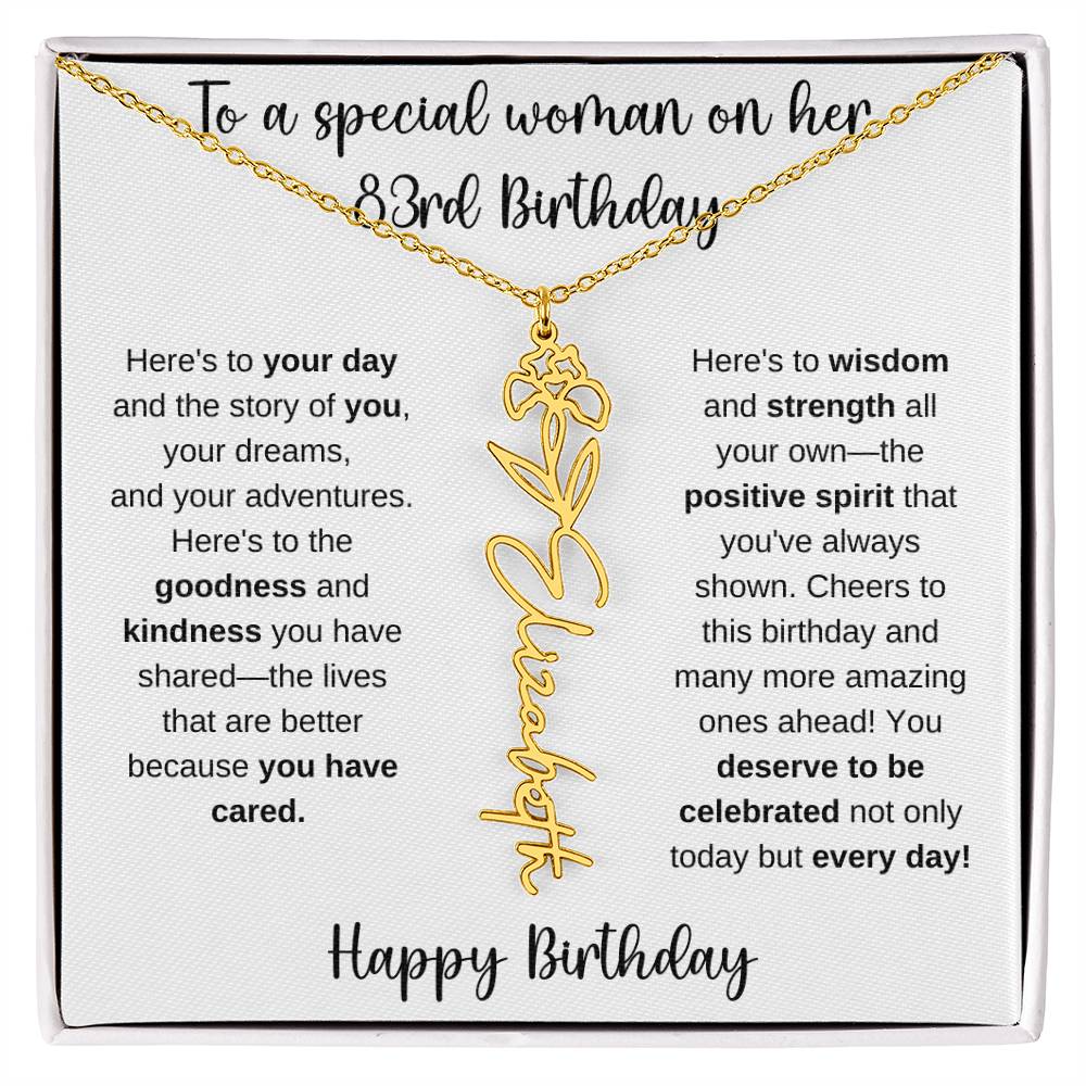 83rd Birthday - Flower Name Necklace