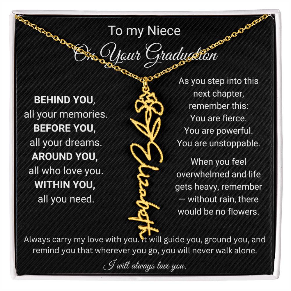 To My Niece On Your Graduation | Flower Name Necklace