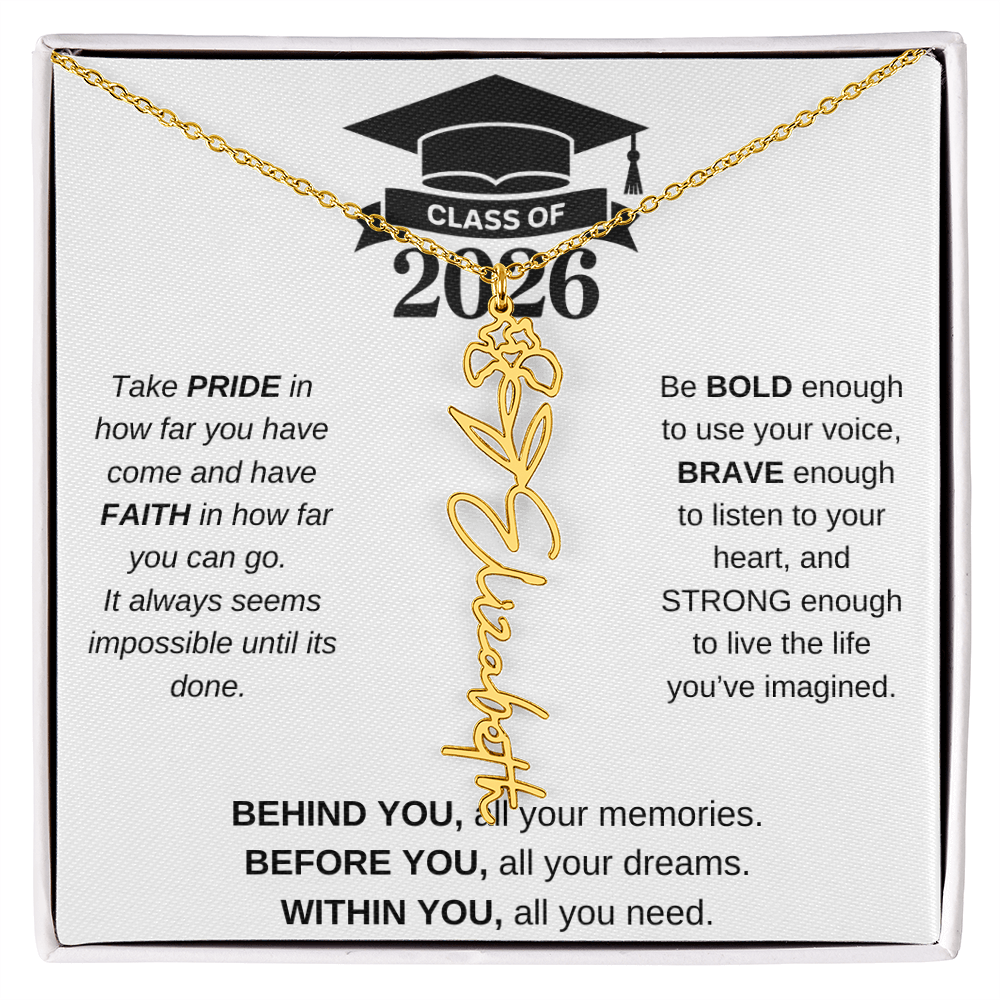 2026 Graduation Jewelry Birthmonth Flower Name Necklace