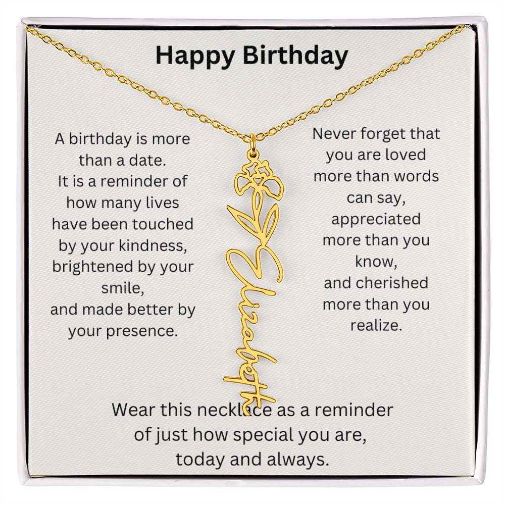 Meaningful Birthday Gift Birth Flower Name Necklace