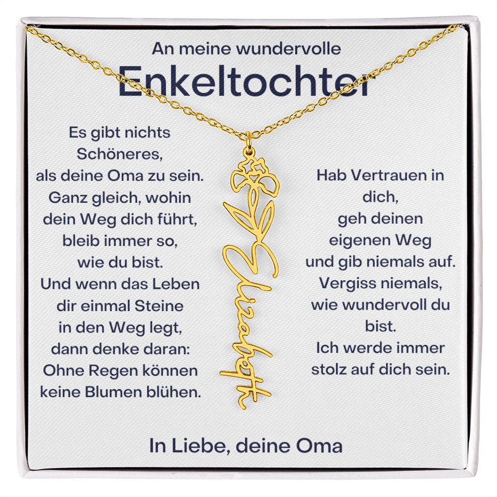 Personalisierte Geburtsblumenkette für Enkeltochter Von Oma
