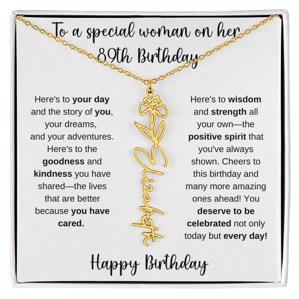 89th Birthday - Flower Name Necklace