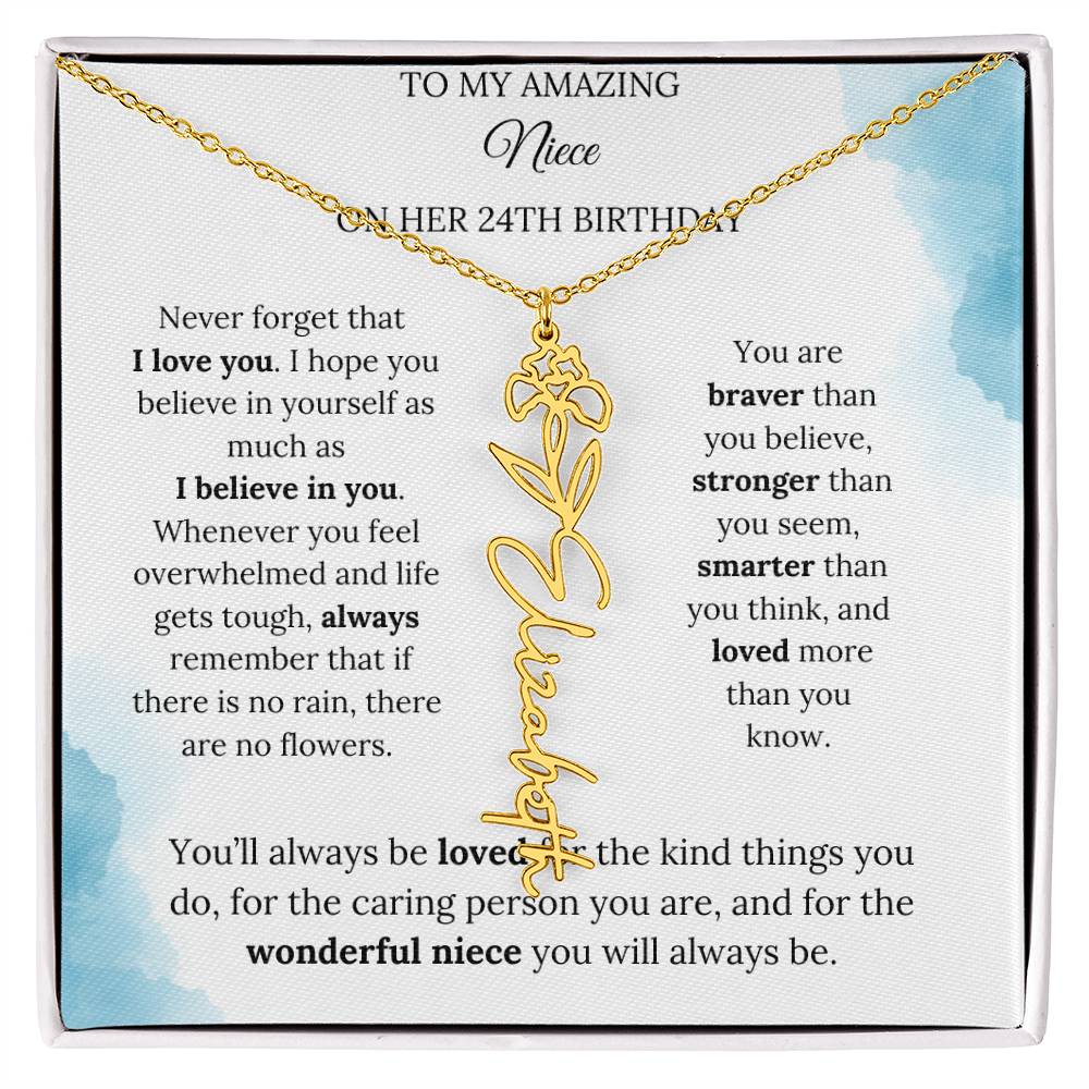 Birth Month Flower Name Necklace for My Niece's 24th Birthday