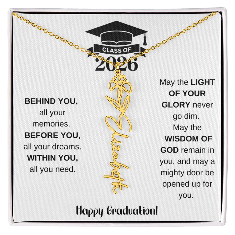 Class Of 2026 Personalized Graduation Gift Birth Month Flower Necklace