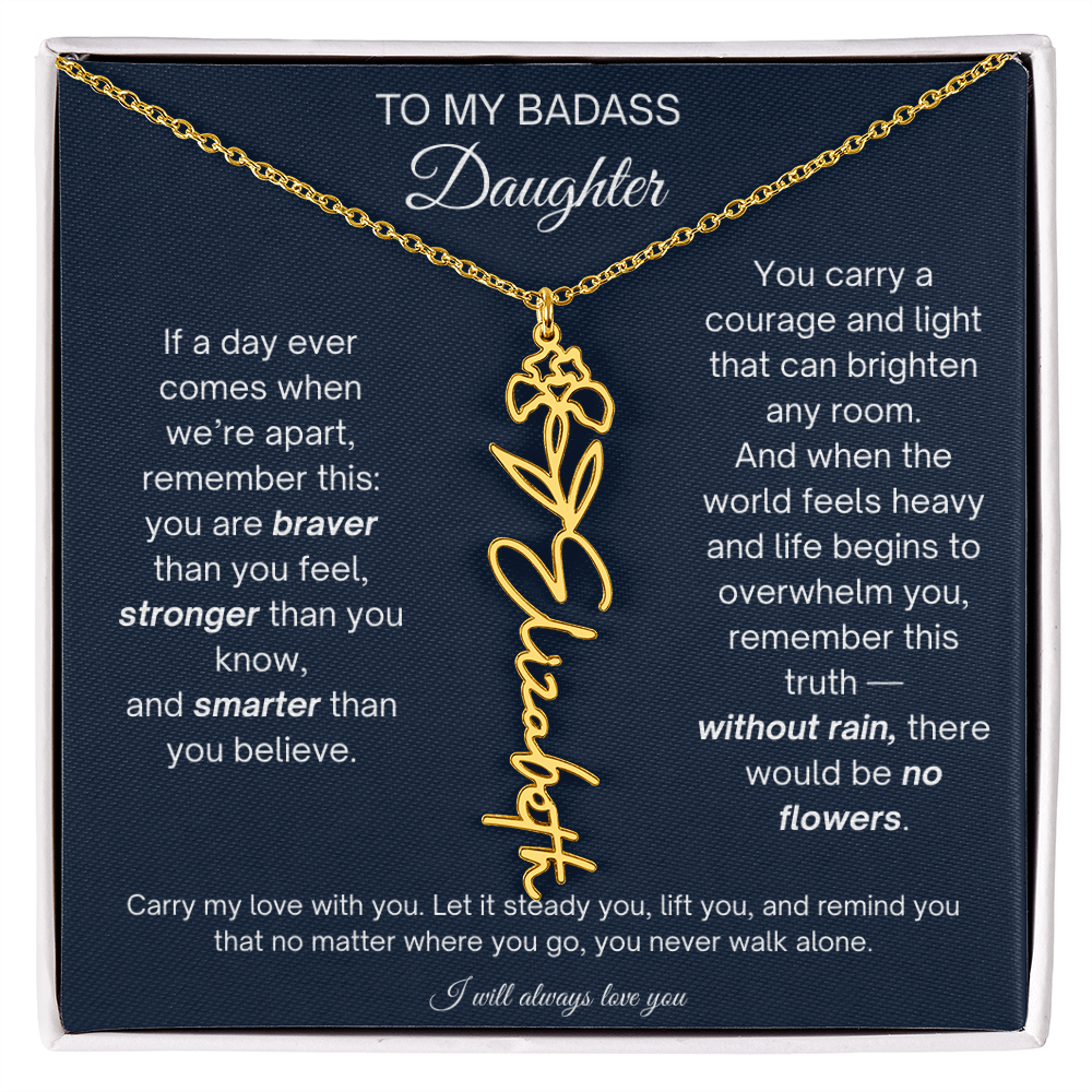 Daughter Encouragement Gift - Personalized Flower Name Necklace