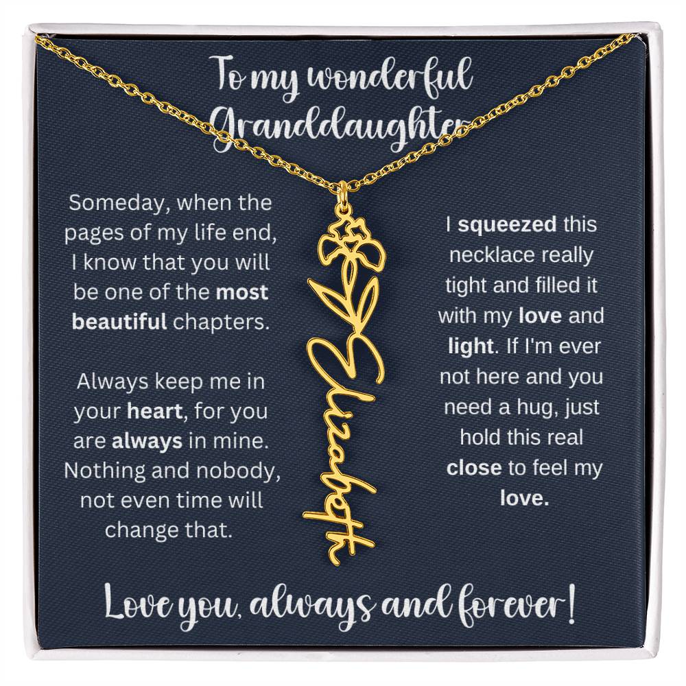 To My Wonderful Daughter Always Keep Me In Your Heart | Flower Name Necklace