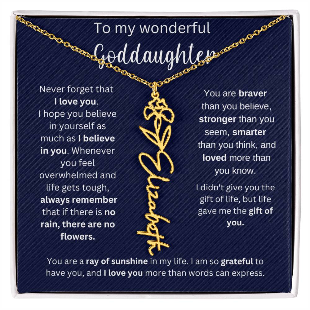 To My Wonderful Goddaughter | You Are Ray Of Sunshine | Flower Name Necklace