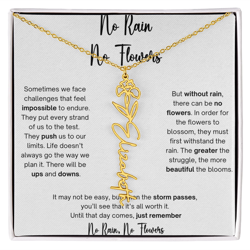 No Rain No Flowers 1 - Flower Name Necklace