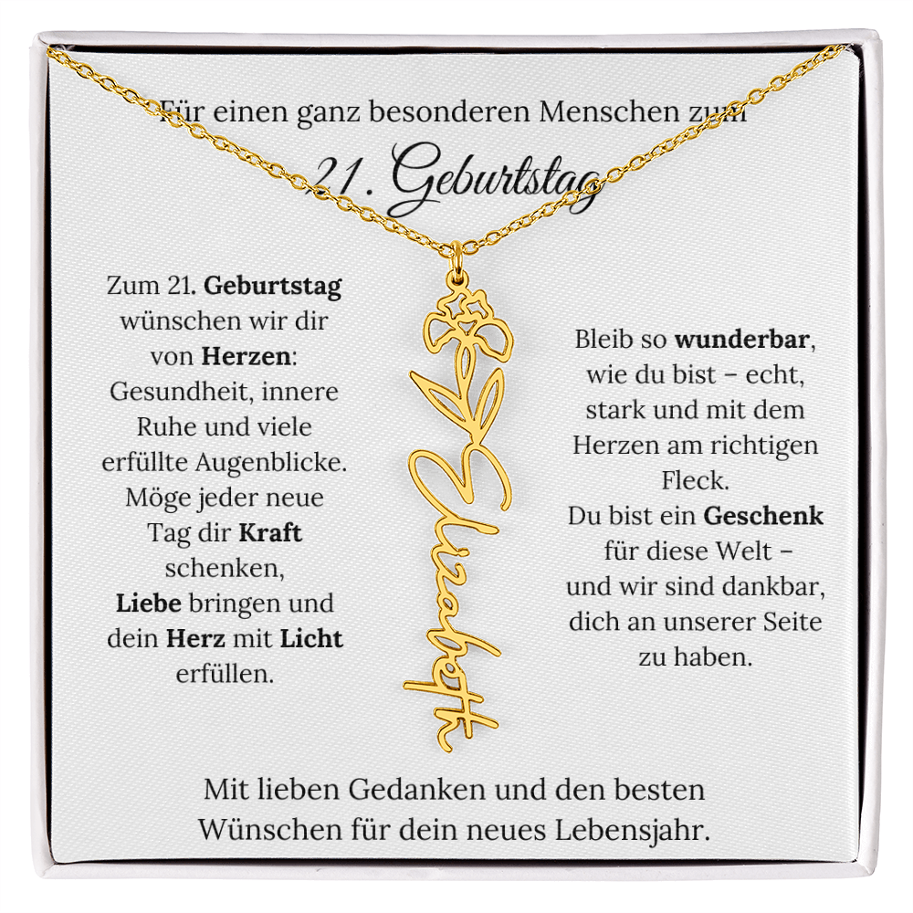 Personalisiertes 21. Geburtstagsgeschenk mit Geburtsblume