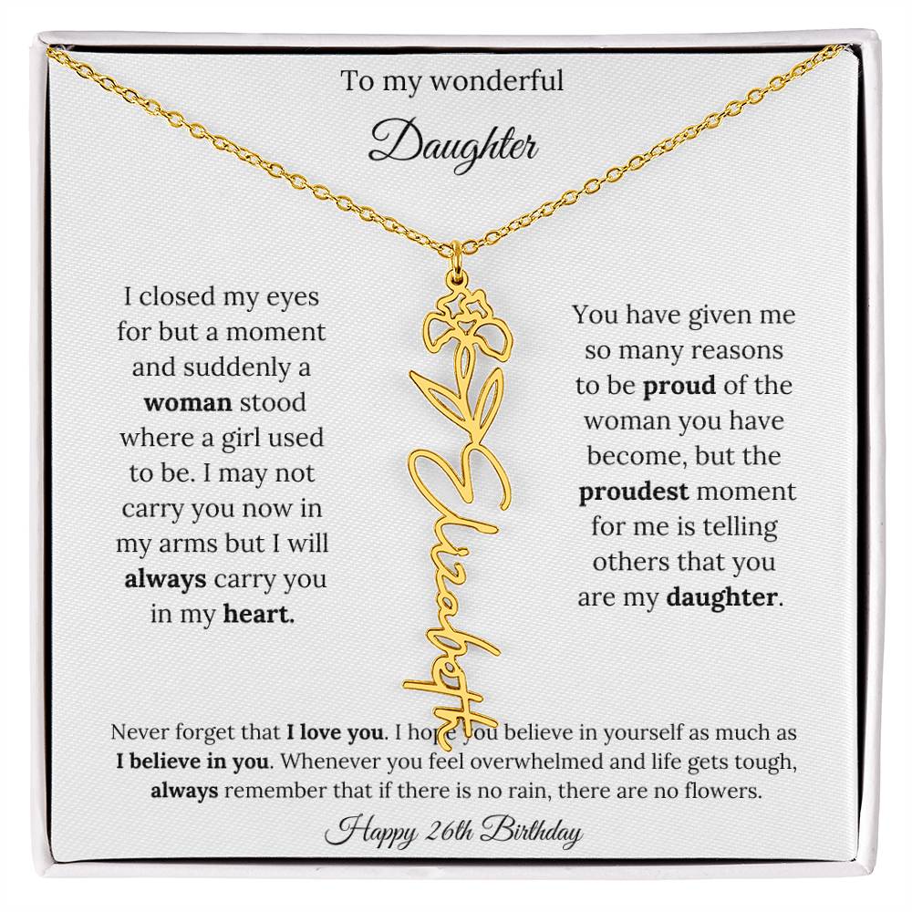 Happy 26th Birthday | Never Forget That I Love You | Flower Name Necklace