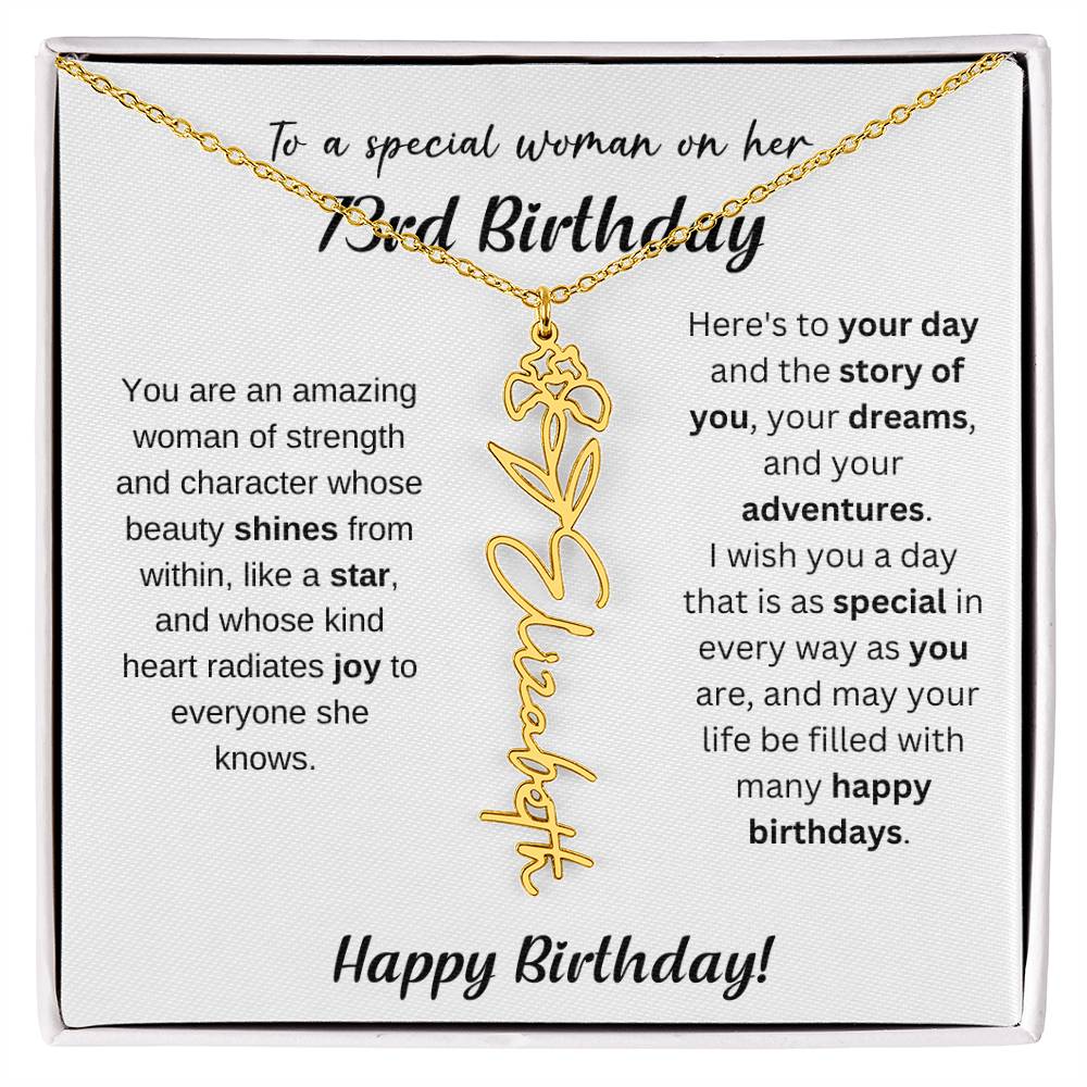73rd Birthday Gift Birthflower Necklace