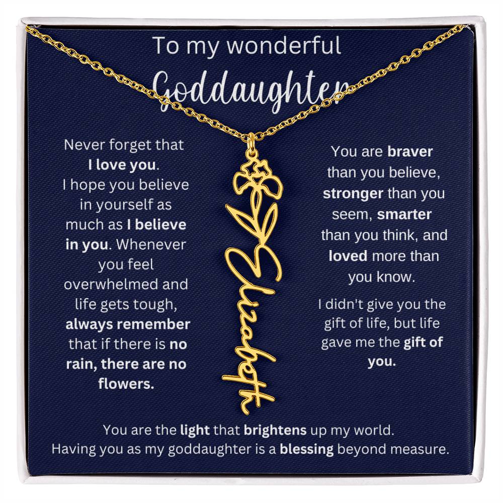 To My Wonderful Goddaughter | I Believe In You | Flower Name Necklace