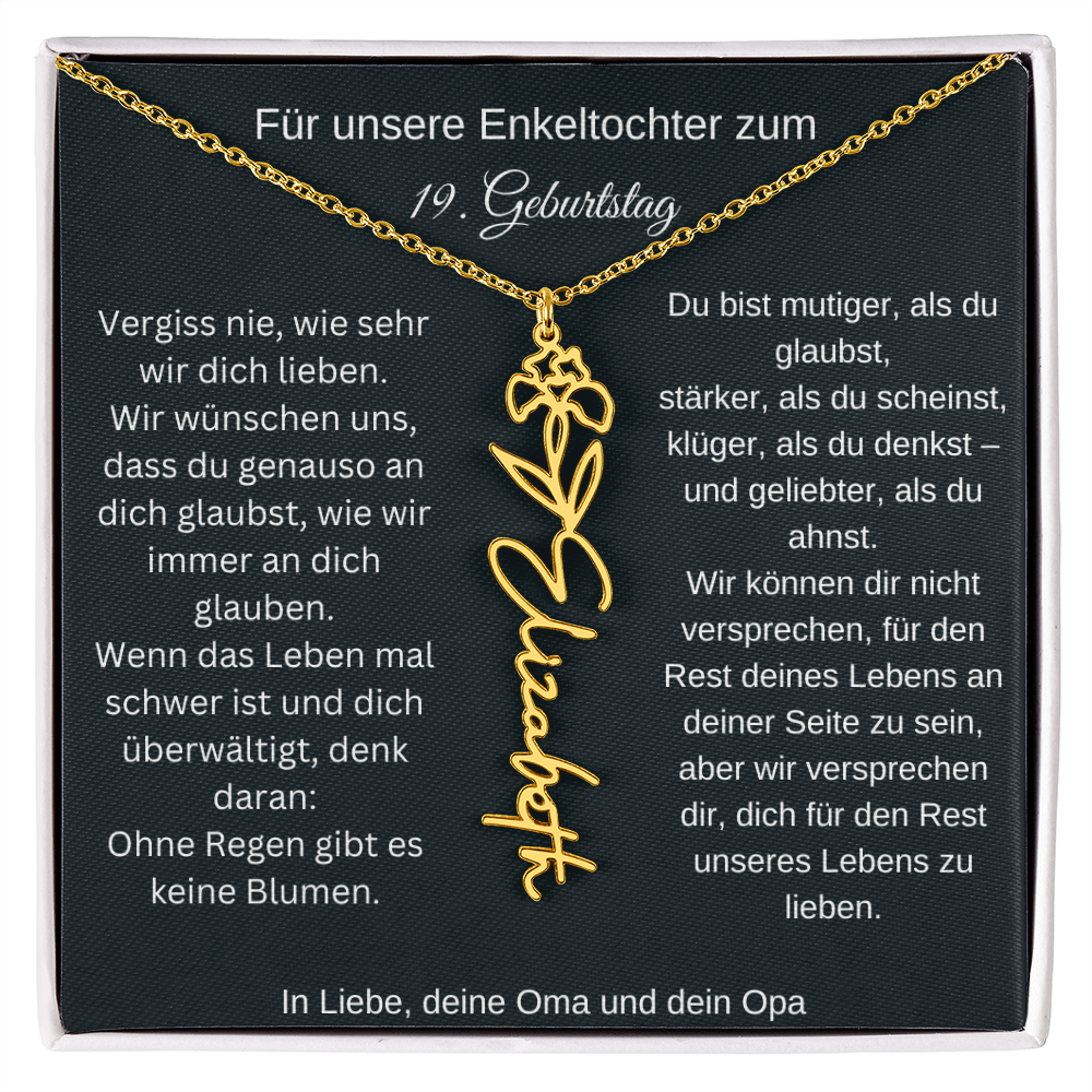 19. Geburtstag Blumen Namenskette