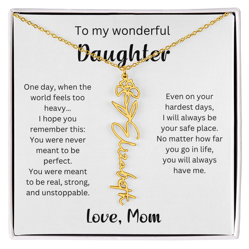 Emotional Gift for Daughter - Birth Flower Name Necklace