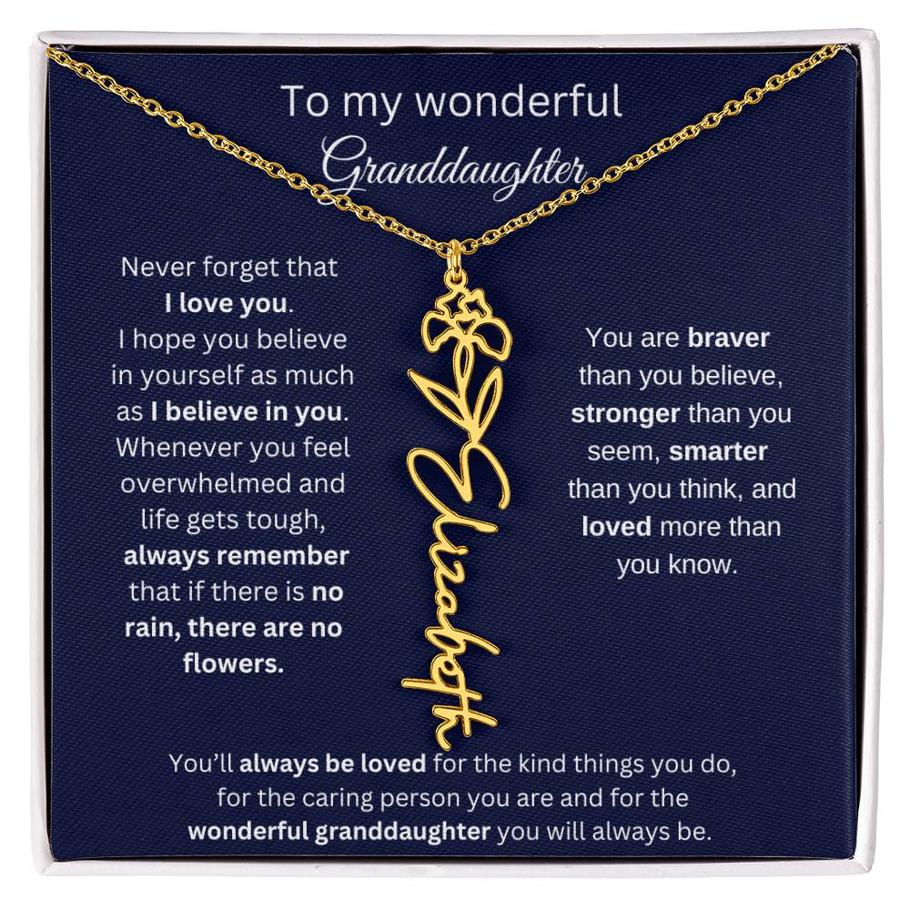 To My Wonderful Granddaughter  Personalized Birth Month Flower Necklace 1