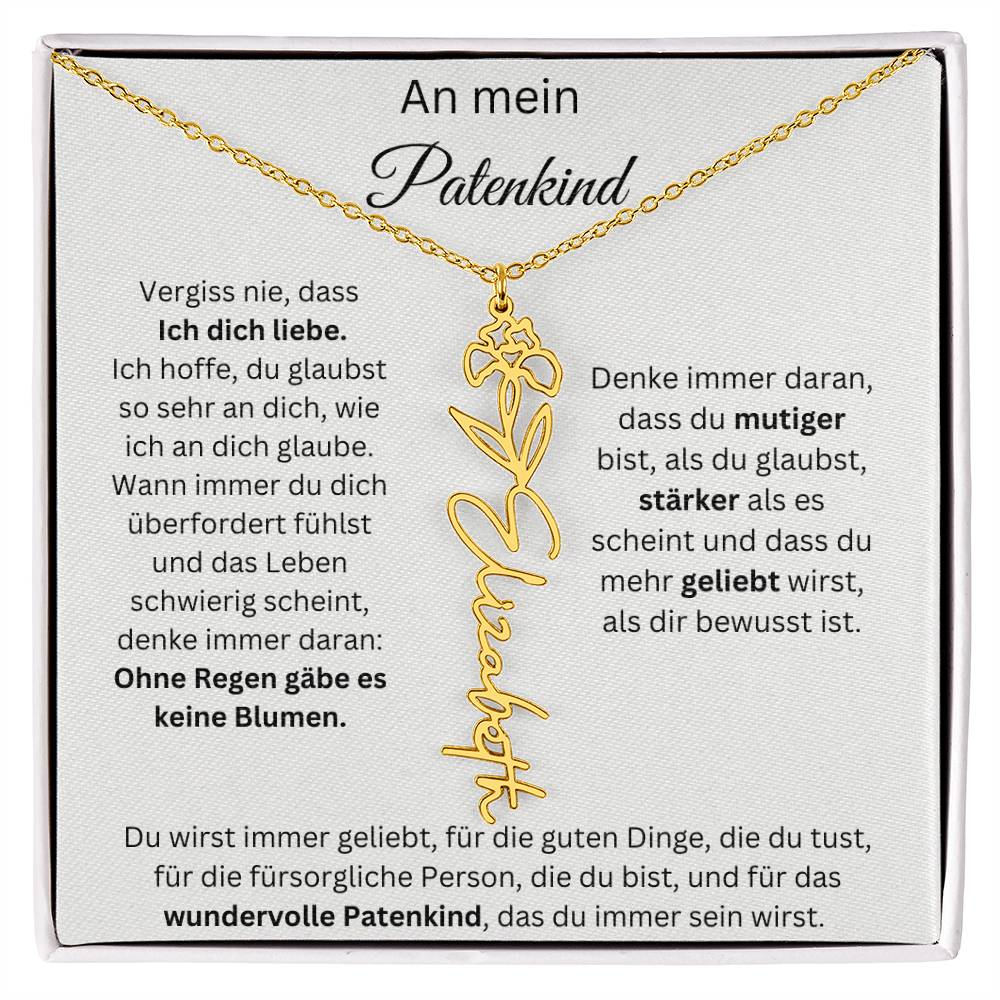 An Mein Patenkind Geburtsblumen Kette