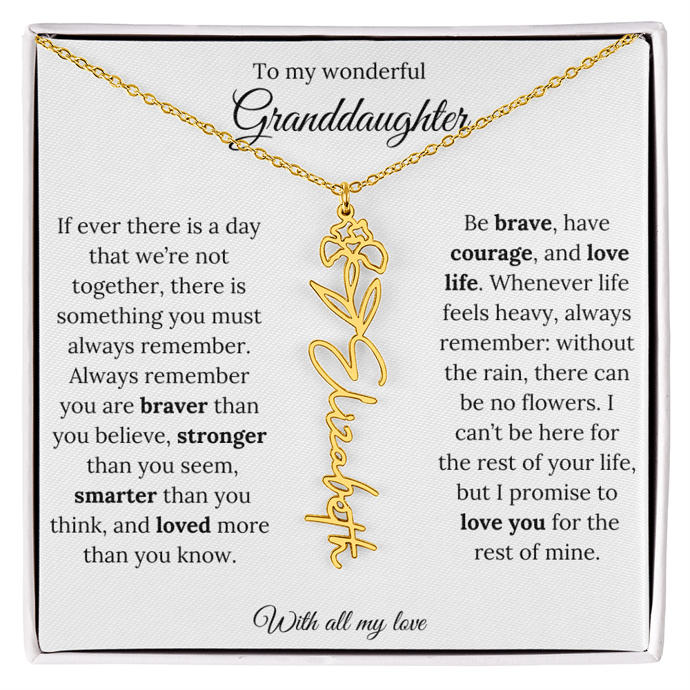 Personalized Birth Flower Name Necklace for Granddaughter