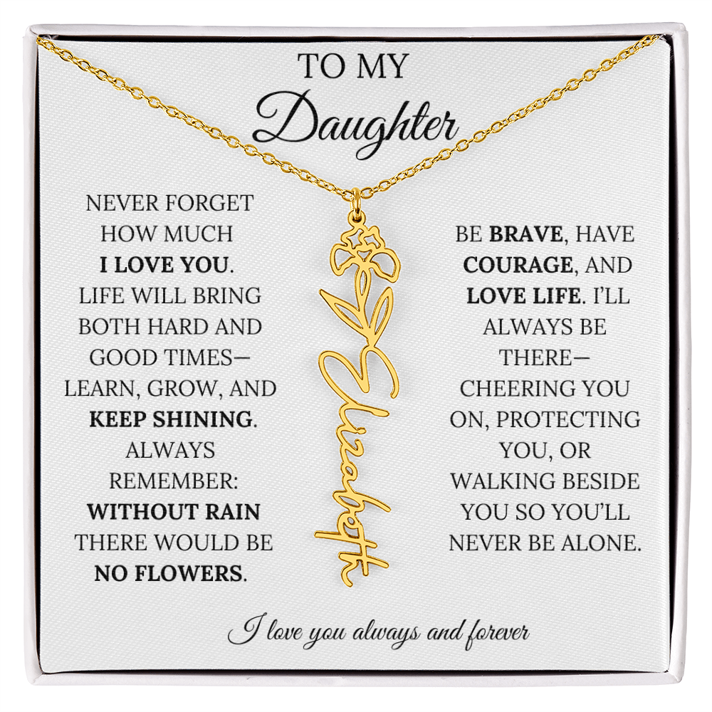 Personalized Birth Flower Name Necklace for Daughter