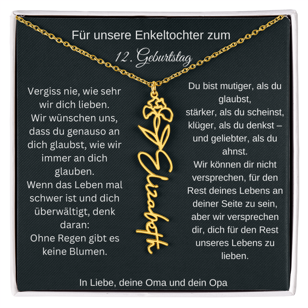 12. Geburtstag Blumen Namenskette