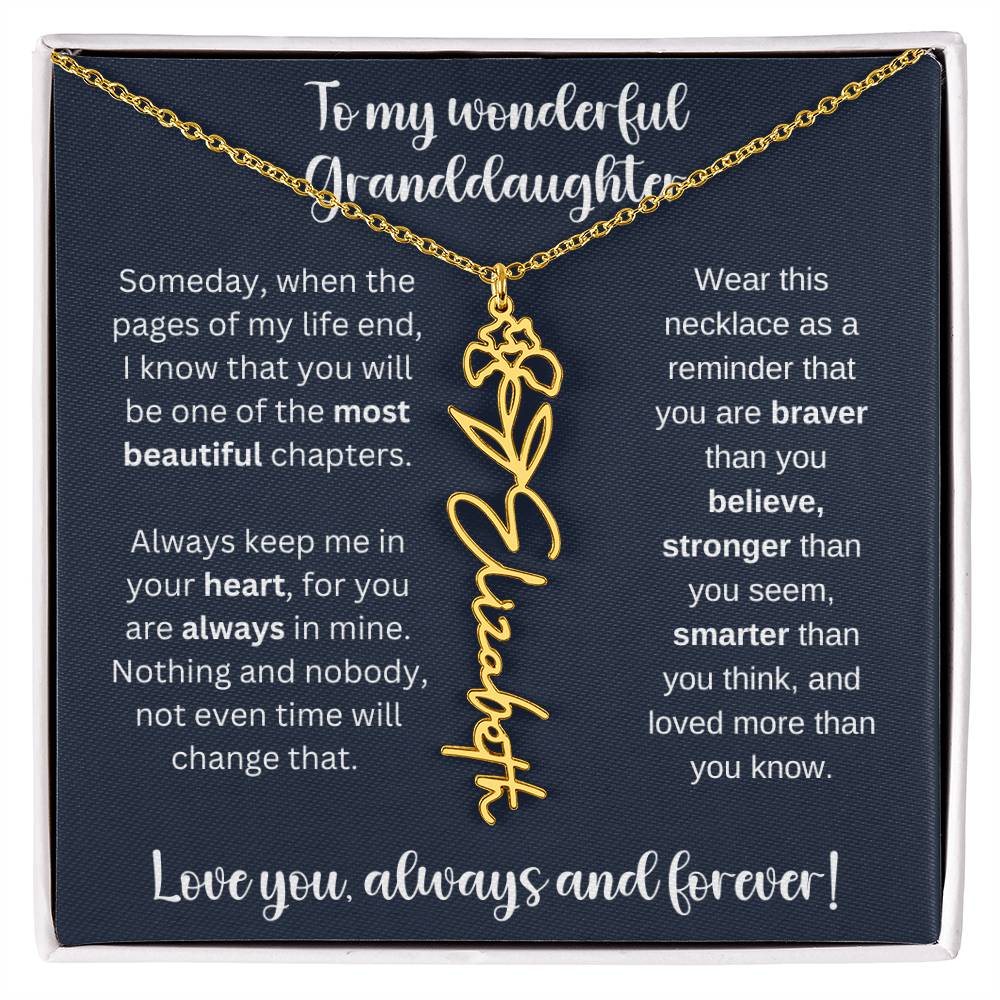 Granddaughter Birth Month Flower Necklace